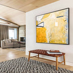 “Yellow - Toned Abstract Stairs” - Abstract Painting On Canvas DKS562