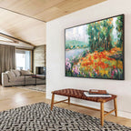 “Vibrant Lakeside Garden” - Impressionistic Landscape Painting On Canvas PT228