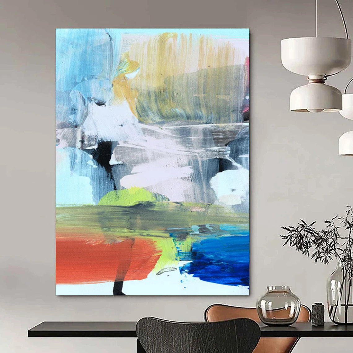 “Colorful Abstract Fusion” - Vibrant Hues in Playful Forms Painting On Canvas DS245