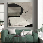 “Grayscale Collage - like Abstraction” - Black, White, Gray Abstract Collage - style Painting On Canvas PS0558