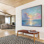 Vibrant Seaside Sunset - Impressionistic Seascape Painting On Canvas DKS363