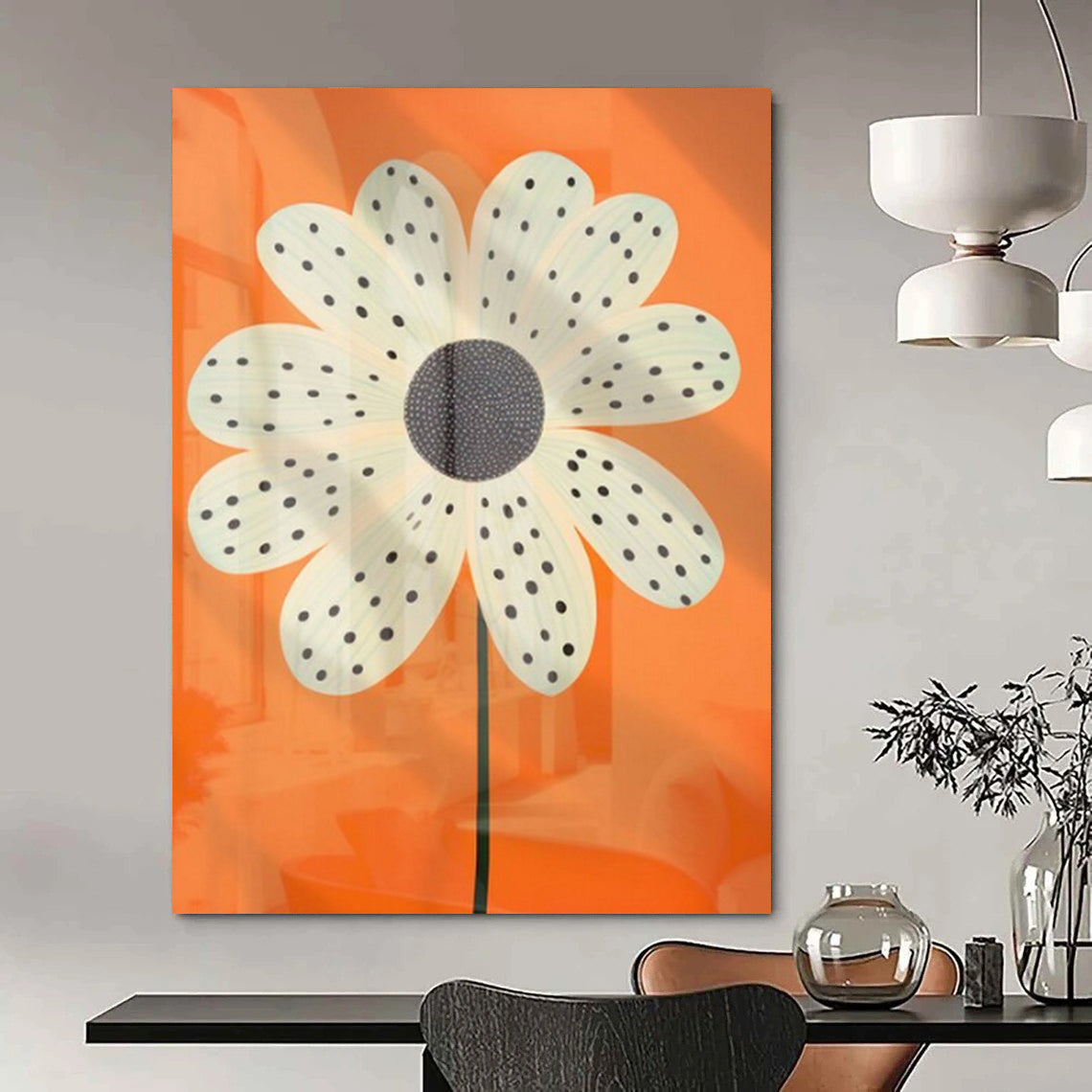 Whimsical Flower, "Polka Dot Daisy" – Pop Art Painting On Canvas PS1041