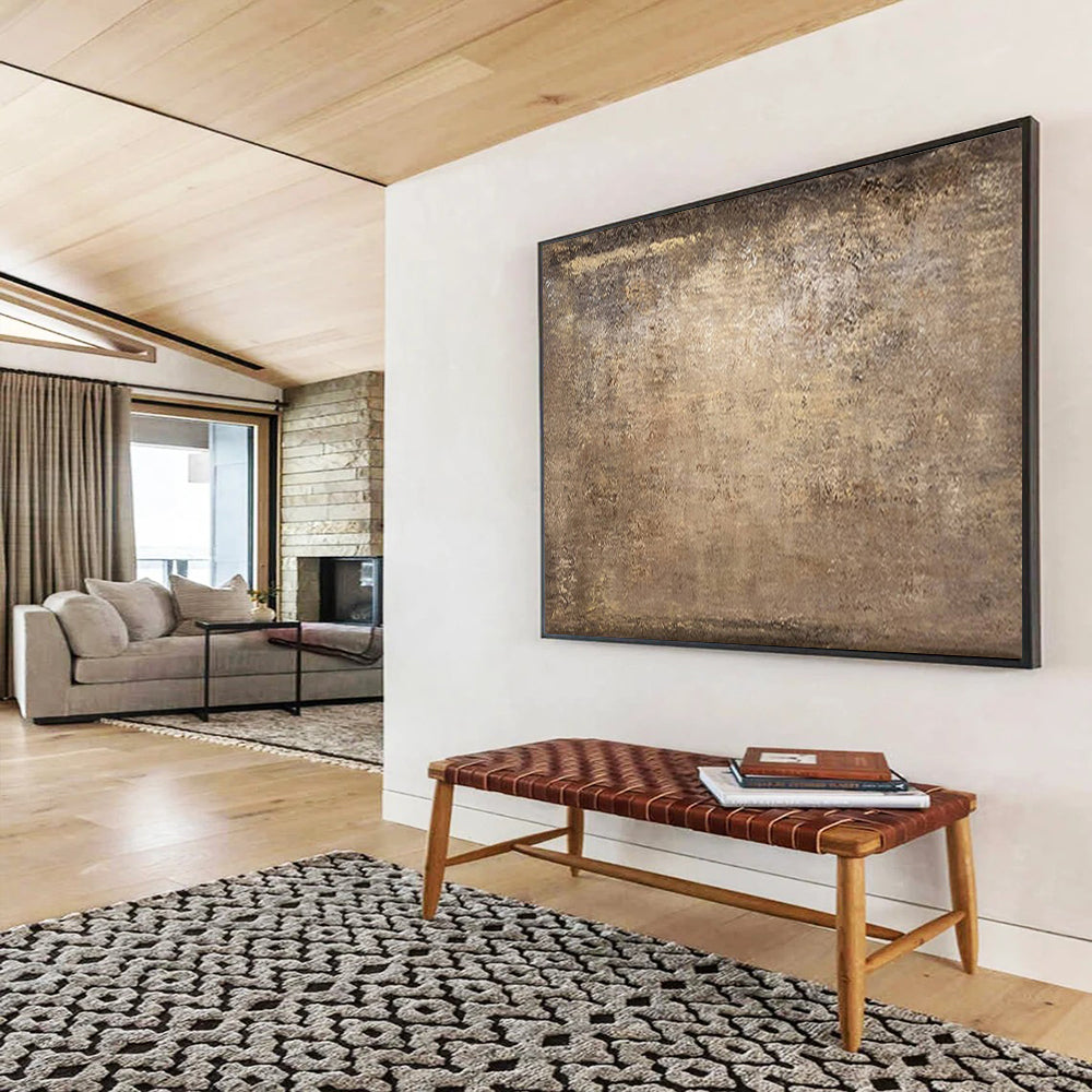 “Bronze - Brown Textured Field” - Rustic Charm Painting On Canvas PT1520