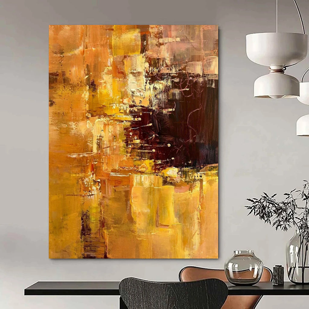 “Golden - Brown Abstract Fusion” - Abstract Impressionist Painting On Canvas PT2302