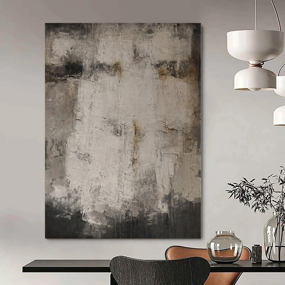 “Gray - Brown Textured Rustic” - Industrial Abstract Painting On Canvas PS0126