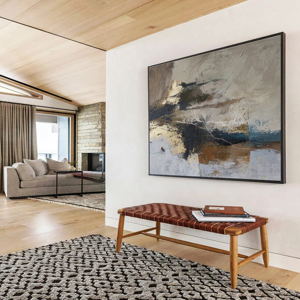 “Neutral - Toned Abstract Fusion” - Earthy Abstract Painting On Canvas DKS511