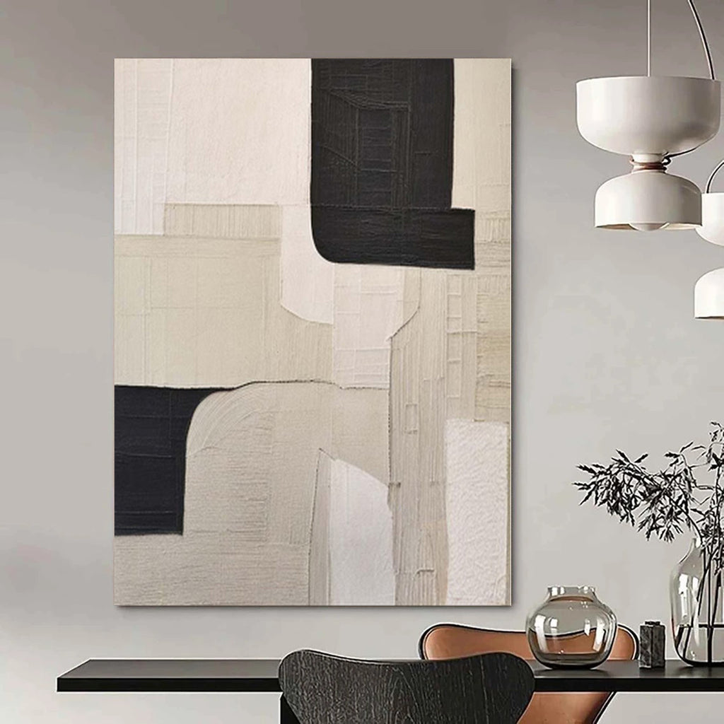 “Black - White Geometric Complex” - Architectural Abstract Painting On Canvas PS0148