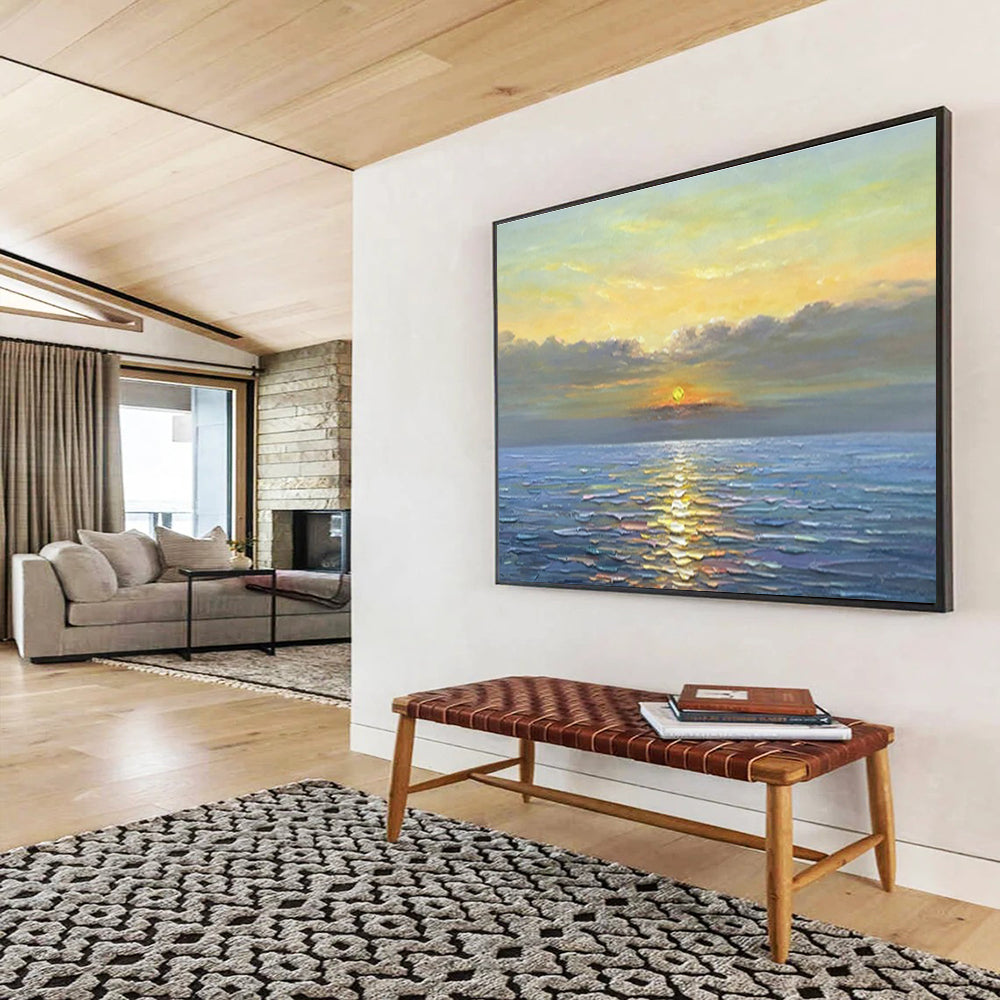 “Serene Sea Sunset” - Realistic Oil Painting On Canvas DKS883