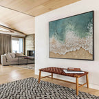 “Aqua - White Beach Waves” - Impressionistic Seaside Painting On Canvas PT252