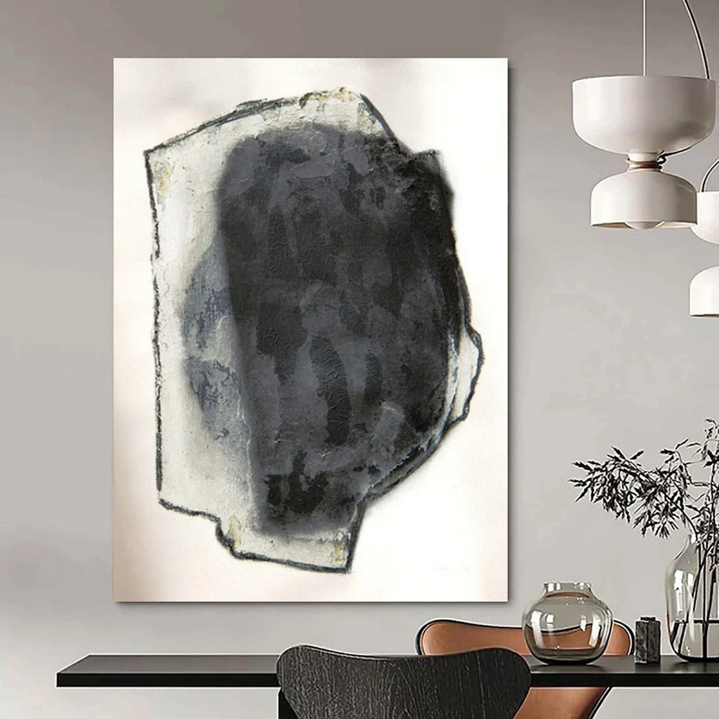 “Black and Gray Textured Abstract” - Abstract Minimalist Painting On Canvas PT2252