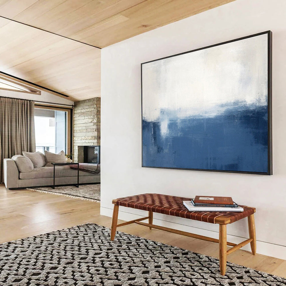 “Blue, Gold, and Brown Abstract Fusion” Abstract Painting On Canvas DKS266