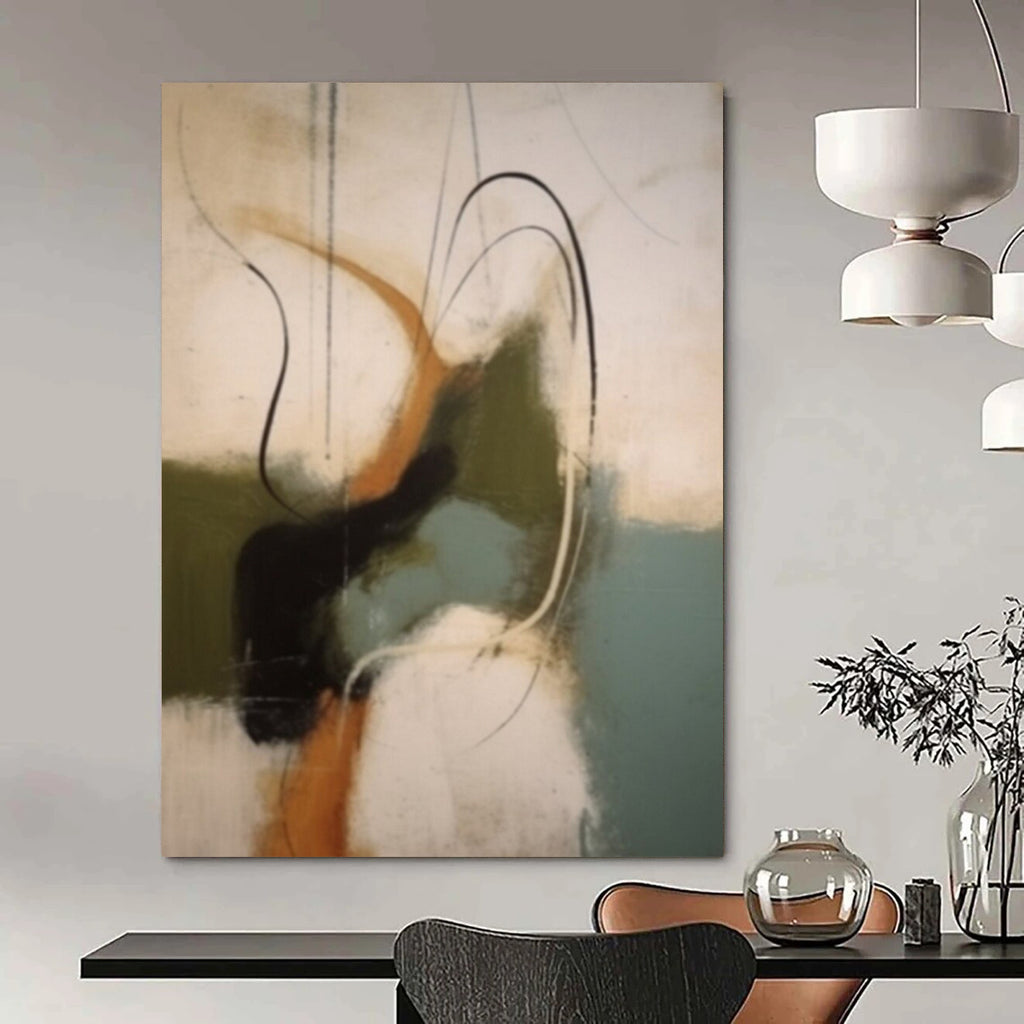 “Multicolor Abstract with Curved Lines” - Energetic Abstract Painting On Canvas DS365