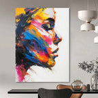 Vibrant Abstract Woman Portrait Textured Painting On Canvas DS089
