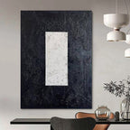 Textured Black and White Rectangles "Subtle Strength" Abstract Painting On Canvas PS1078