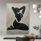 “Black and White Figure Silhouette” - Abstract, Expressive - Styled Painting On Canvas PT1565