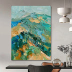 Textured Mountainscape, Impasto Abstract, Cézanne - Inspired, Painting On Canvas PT2120