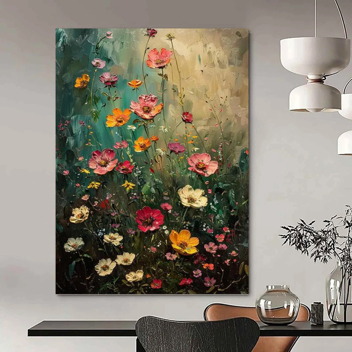 “Colorful Wildflower Meadow” - Floral, Impressionistic Painting On Canvas PT1554
