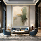 Gray, Gold, Green with Abstract Shapes "Gilded Greens Revisited" Abstract Painting On Canvas PS1292