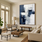 “Navy - White - Grey Abstract Bold Blocks” Painting On Canvas PS0840