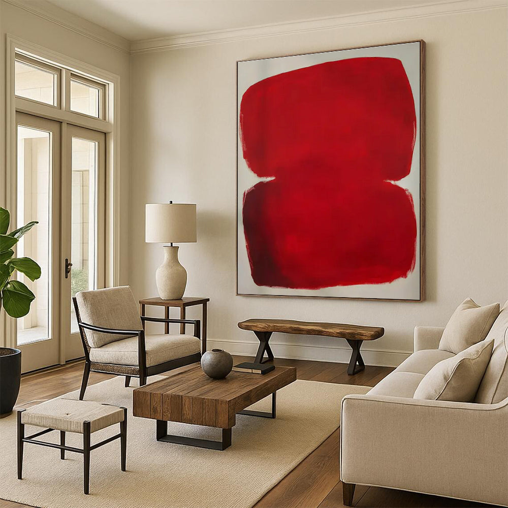 Red Shapes, "Bold Red Blocks" – Minimalist Abstract Painting On Canvas PS0879