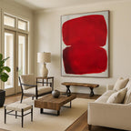 Red Shapes, "Bold Red Blocks" – Minimalist Abstract Painting On Canvas PS0879