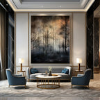 Dark Tones with Misty Forest Scene "Mystic Twilight Woods" Landscape Painting On Canvas PS1204