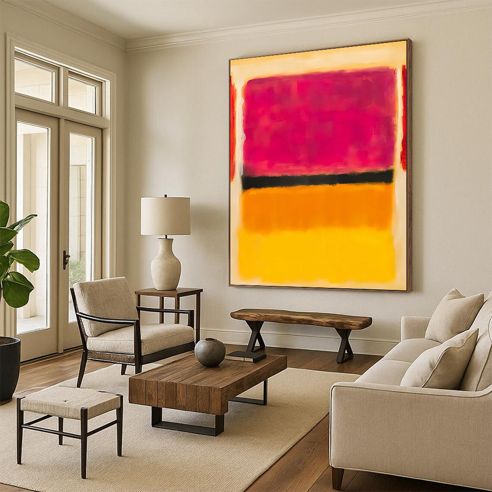 “Pink - Black - Yellow Color Blocks” - Color - Field, Dynamic - Styled Painting On Canvas PT1609