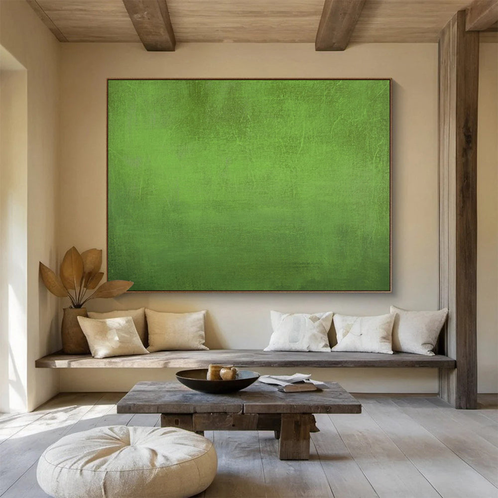 “Vibrant Green Textured Field” - Color Field - Painting On Canvas PT1792