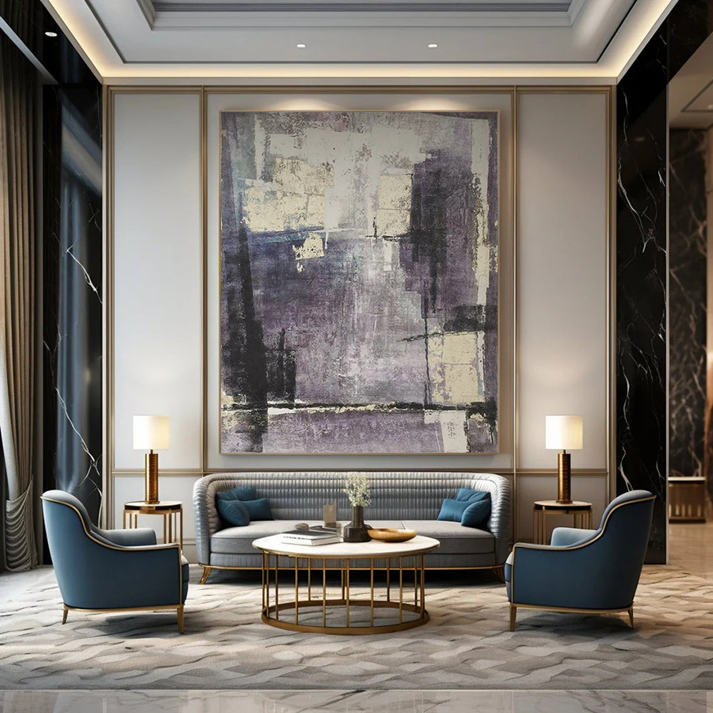Purple and Beige Abstract, "Mystic Hues" – Abstract Color - Field Painting On Canvas PS0948