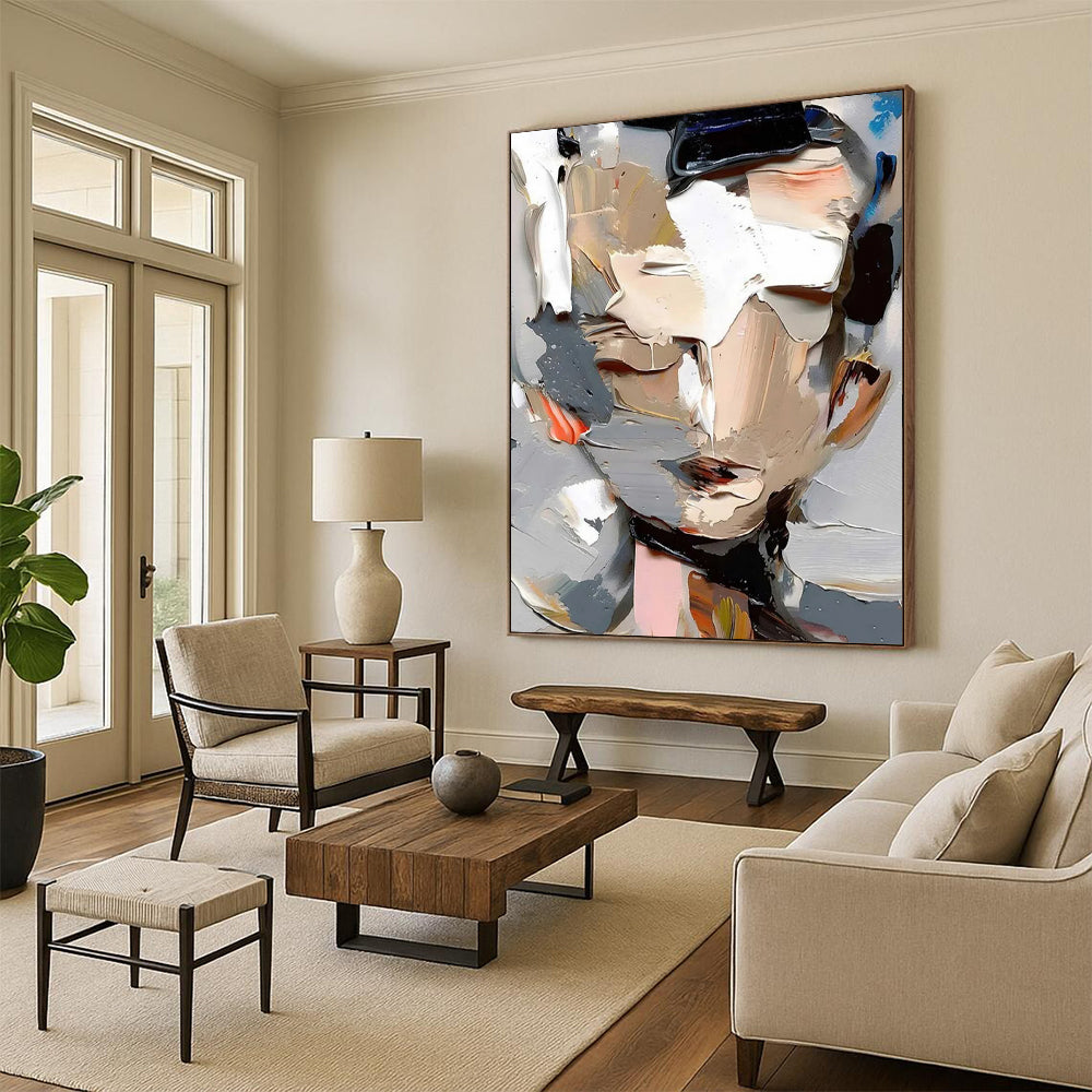 “Abstract Fragmented Face” - Bold Figurative Painting On Canvas DS320