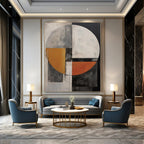 Circular Geometric Design in Warm and Cool Tones "Colorful Circumference" Abstract Painting On Canvas PS1208
