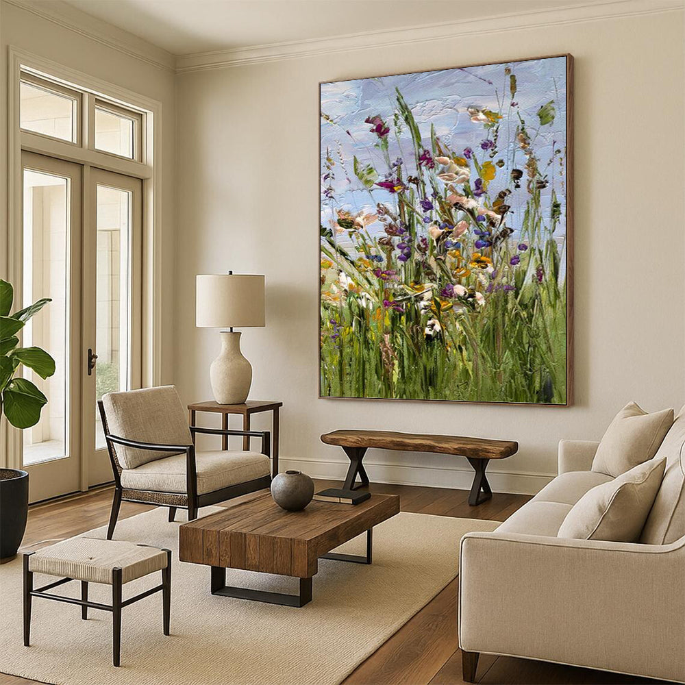 “Colorful Wildflowers: Impasto Floral Painting” - Vibrant Botanical Art On Canvas PT0947