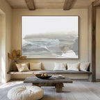 “Minimalist Gray and Beige Abstract Landscape” - Contemporary Landscape Painting On Canvas PT130