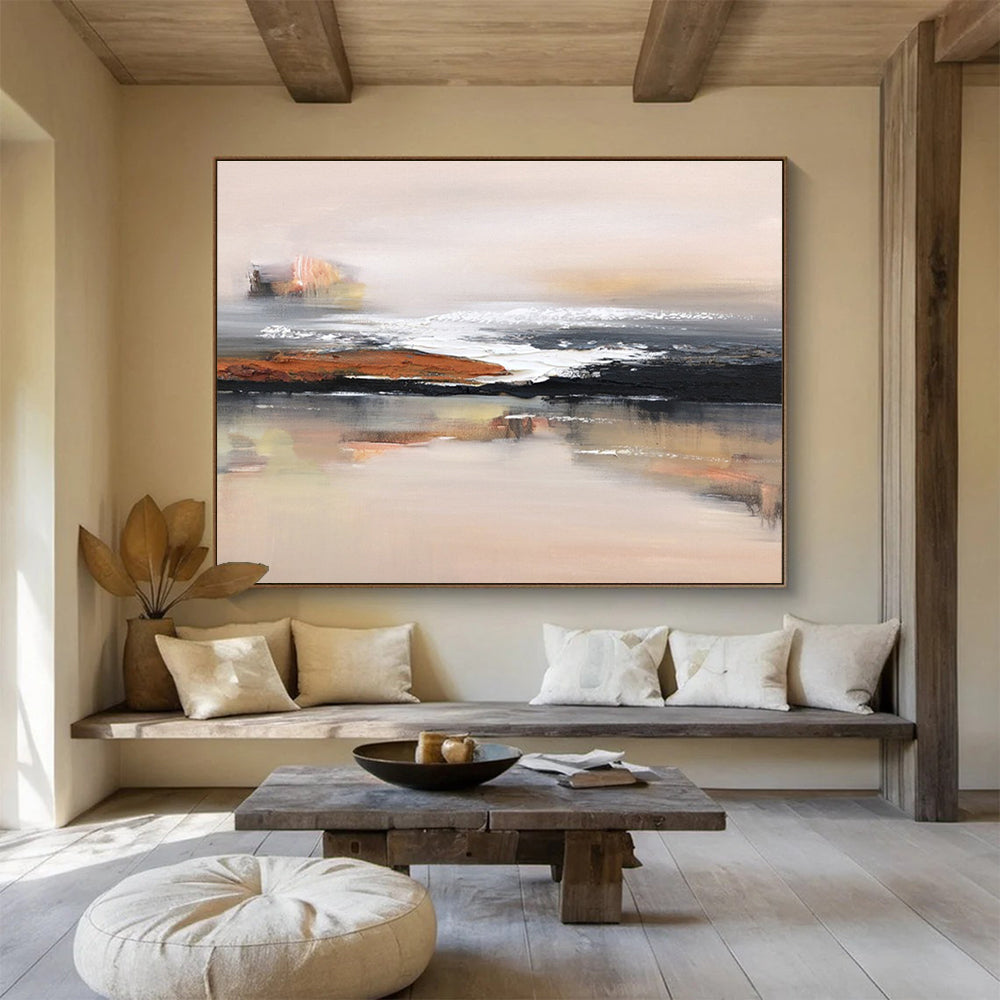 “Soft - Toned Coastal Abstract” - Textured Oil Painting on Canvas DKS914