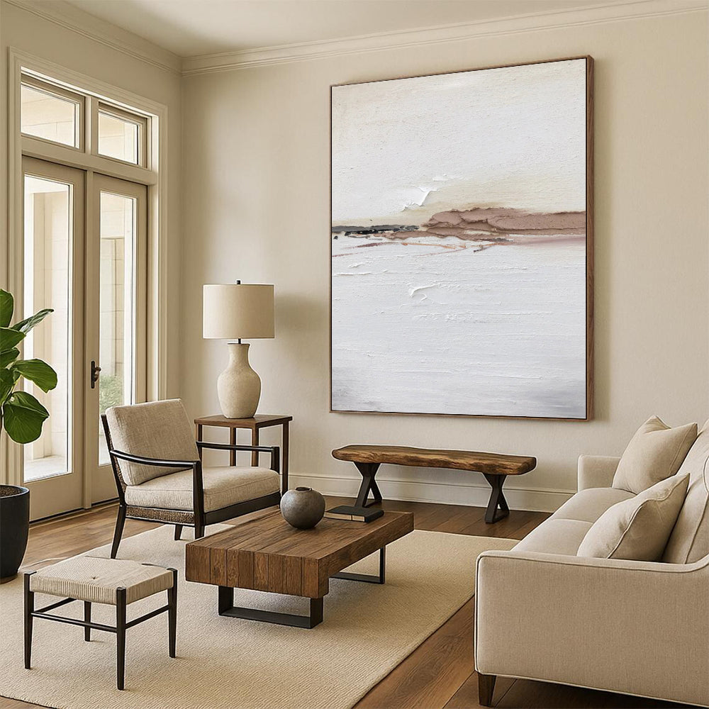 “Neutral - Toned Textured Landscape” - Landscape, Subtle - Styled Painting On Canvas PT1678