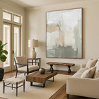 “Neutral Tones Abstract” - Beige, Gray, White Abstract Painting On Canvas PS0438