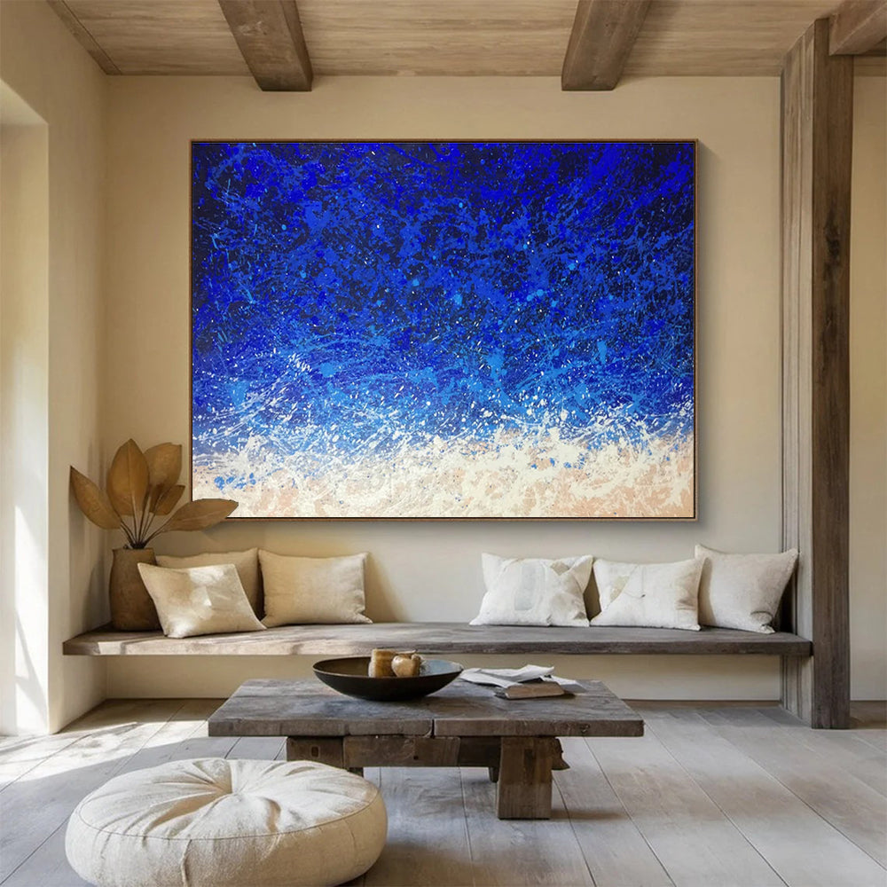 “Blue Gradient Splatter” - Abstract Expressionist Painting On Canvas DKS844