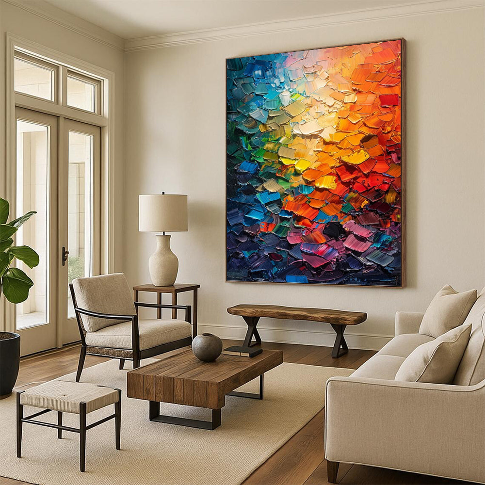 “Colorful Abstract Palette” - Abstract, Vivid - Colored Painting On Canvas PT1555