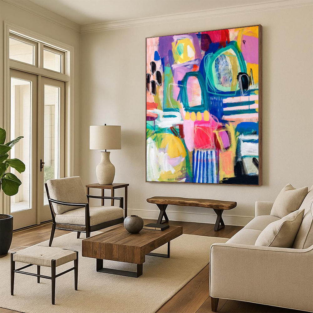 “Vibrant Abstract Mosaic” - Contemporary Abstract Painting On Canvas PS0077