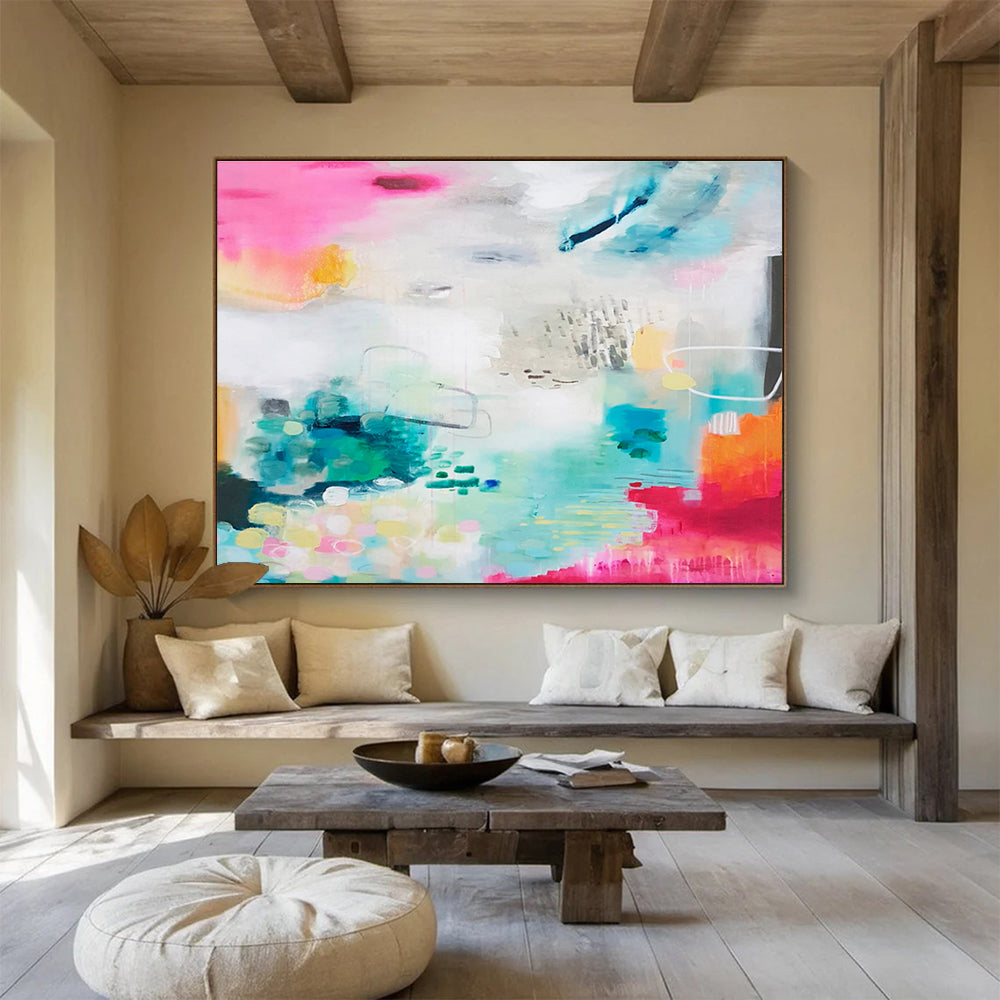 Vibrant Mixed - Color Abstract Painting On Canvas DKS063