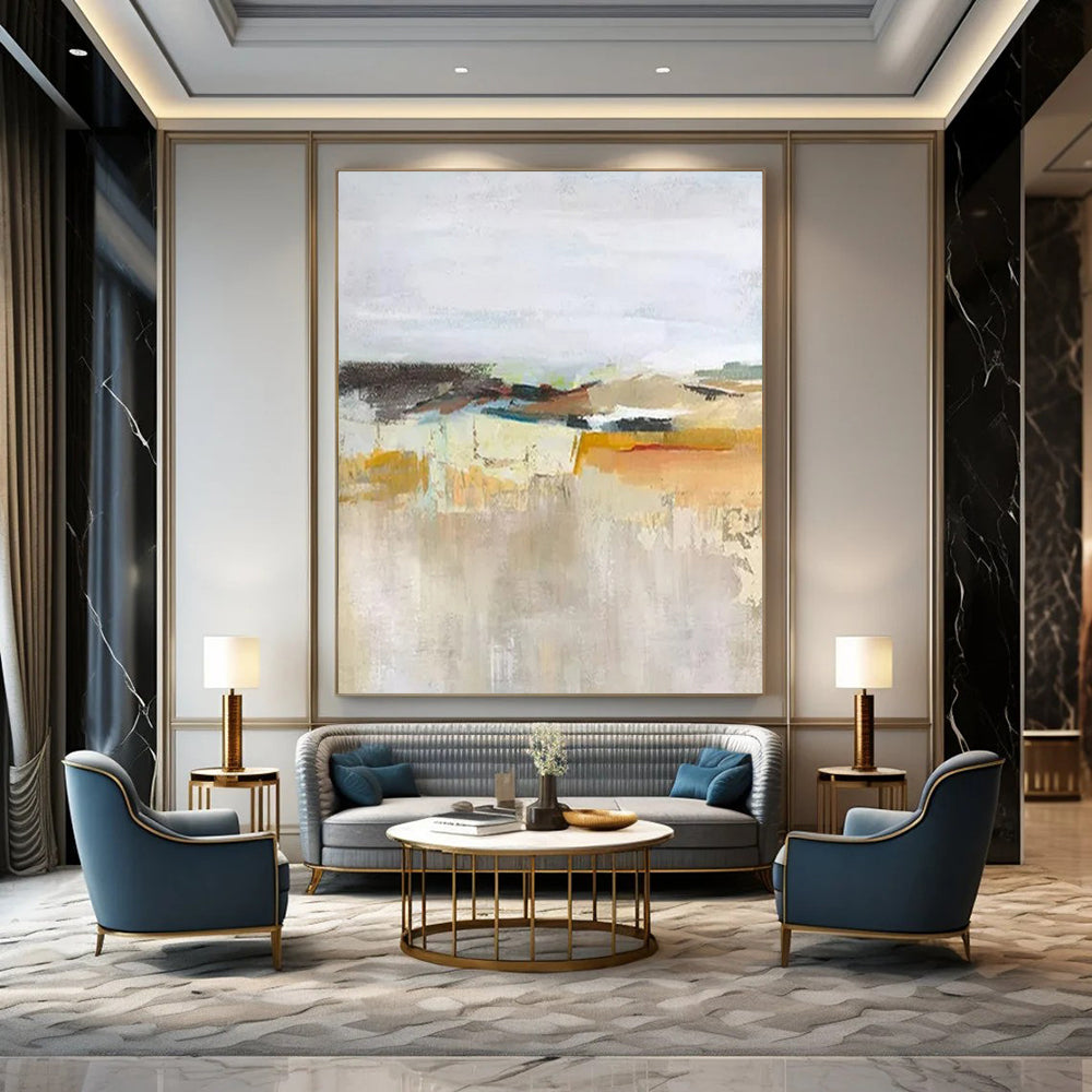 Soft Earth - Tone Abstract, "Desert Hush" – Abstract Landscape Painting On Canvas PS0927