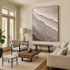 “Beige and Silver Textured Abstract” - Vintage Lace - inspired Painting On Canvas PT0988