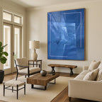 “Blue - Lilac Geometric Layers” - Blue, Lilac Abstract Painting On Canvas PS0458