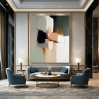 Neutral and Black Abstract, "Urban Blocks" – Abstract Cubist - Inspired On Canvas PS0943