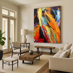 “Colorful Textured Abstract” - Palette - Knife Abstract Painting On Canvas PT1262