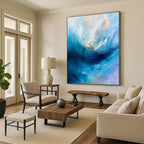 “Swirling Blue Ocean Vortex” - Blue, White, Purple Abstract Seascape Painting On Canvas PS0683