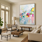 “Rainbow - Hued Abstract Collage” - Multi - Colored Abstract Painting On Canvas DS279