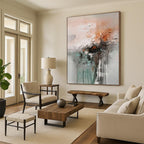 Textured Gray - Orange Abstract, "Rough Dawn" – Mixed - Media Abstract Painting On Canvas PS0898