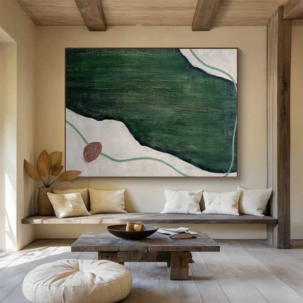 “Green and Earth - Toned Abstract” - Earth - Toned Abstract Painting, Great for Garden Room & Yoga Studio DKS610