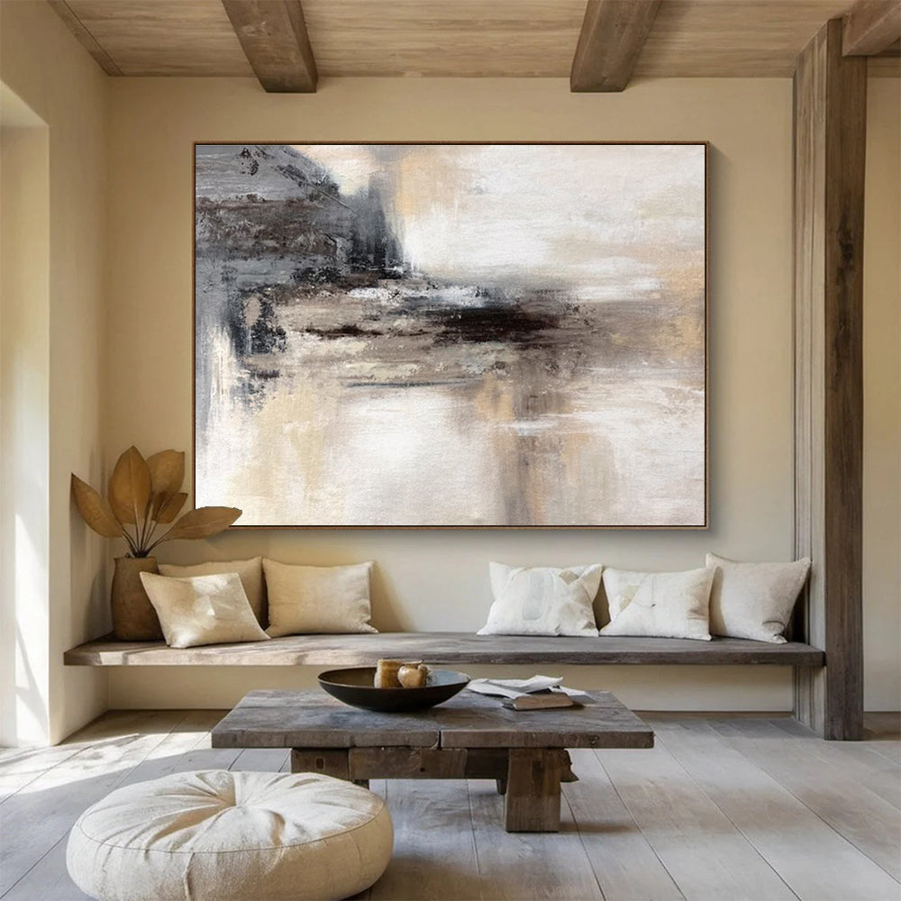 “Grey - Brown Misty Landscape” Abstract Painting On Canvas DKS282
